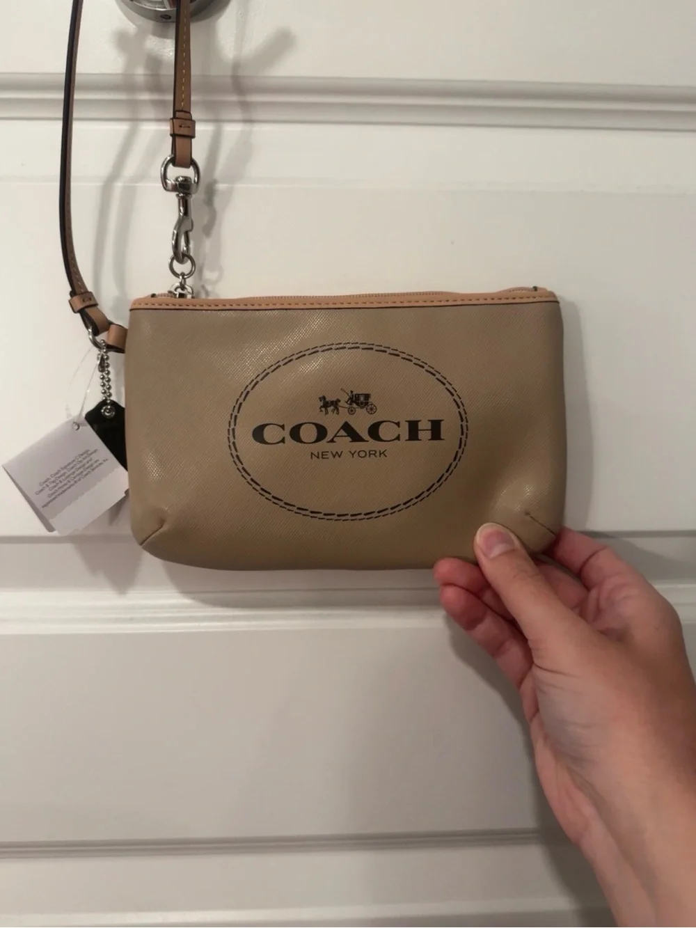 NWT Coach Horse and Carriage Wristlet Khaki